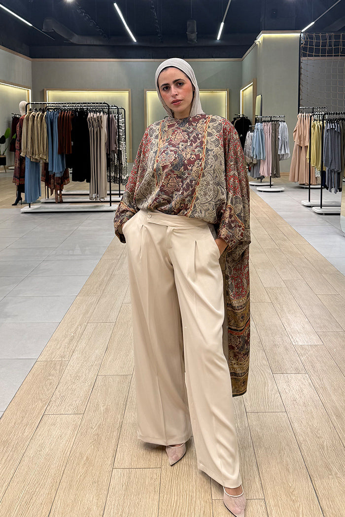 High-Waisted Wide-Leg Trousers