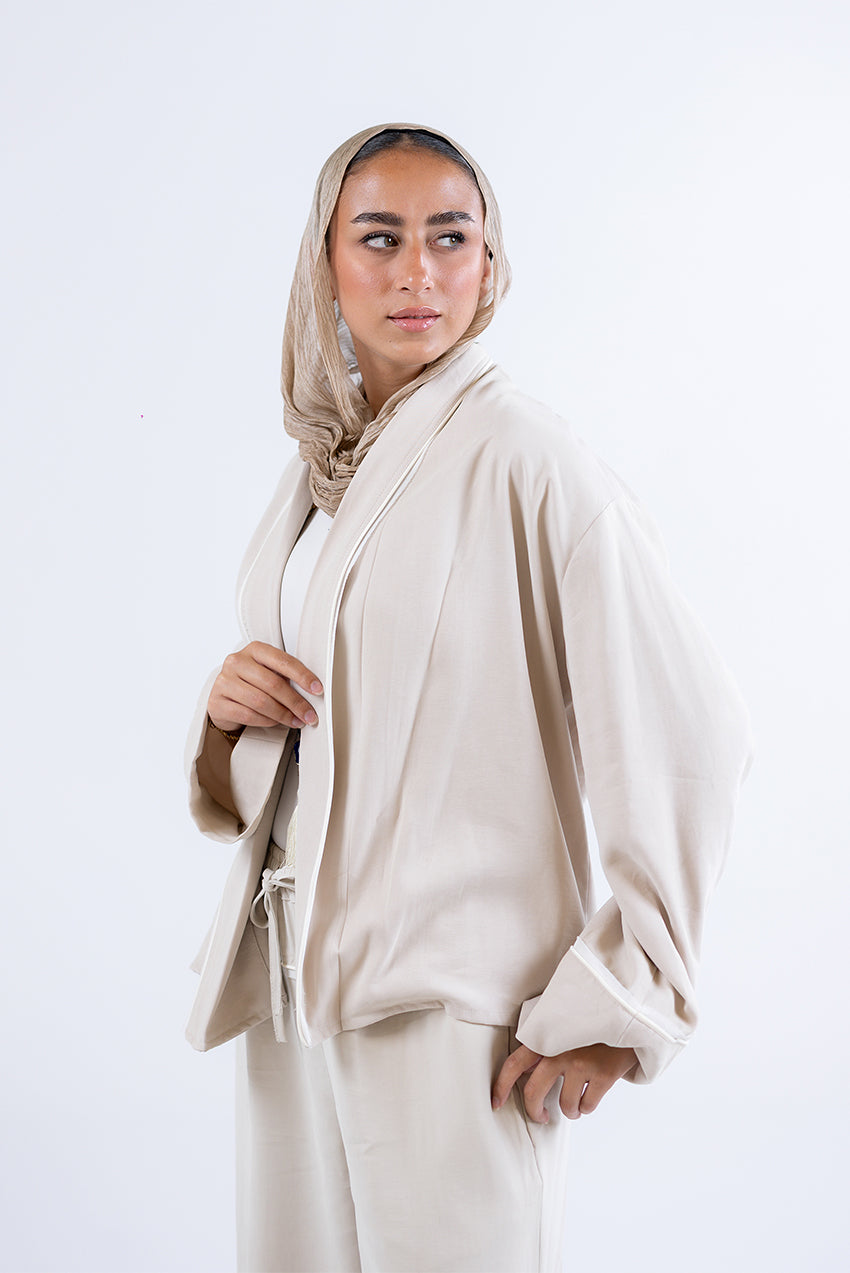 Relaxed Open-Front Draped Shirt