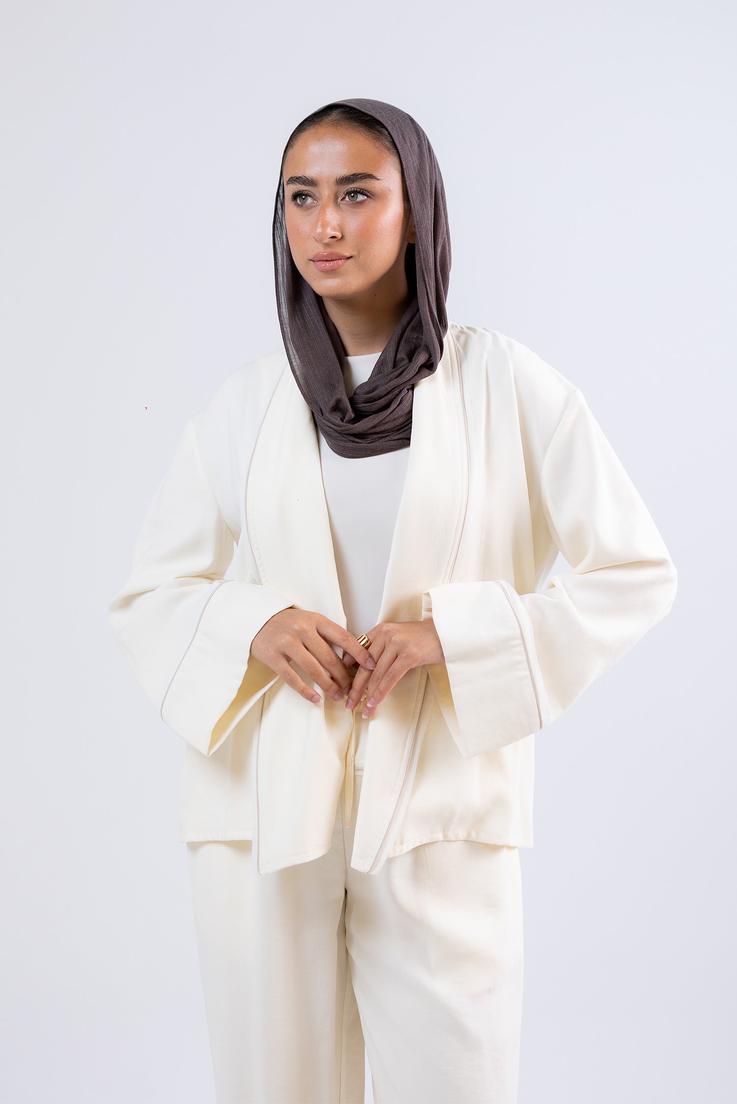 Relaxed Open-Front Draped Shirt