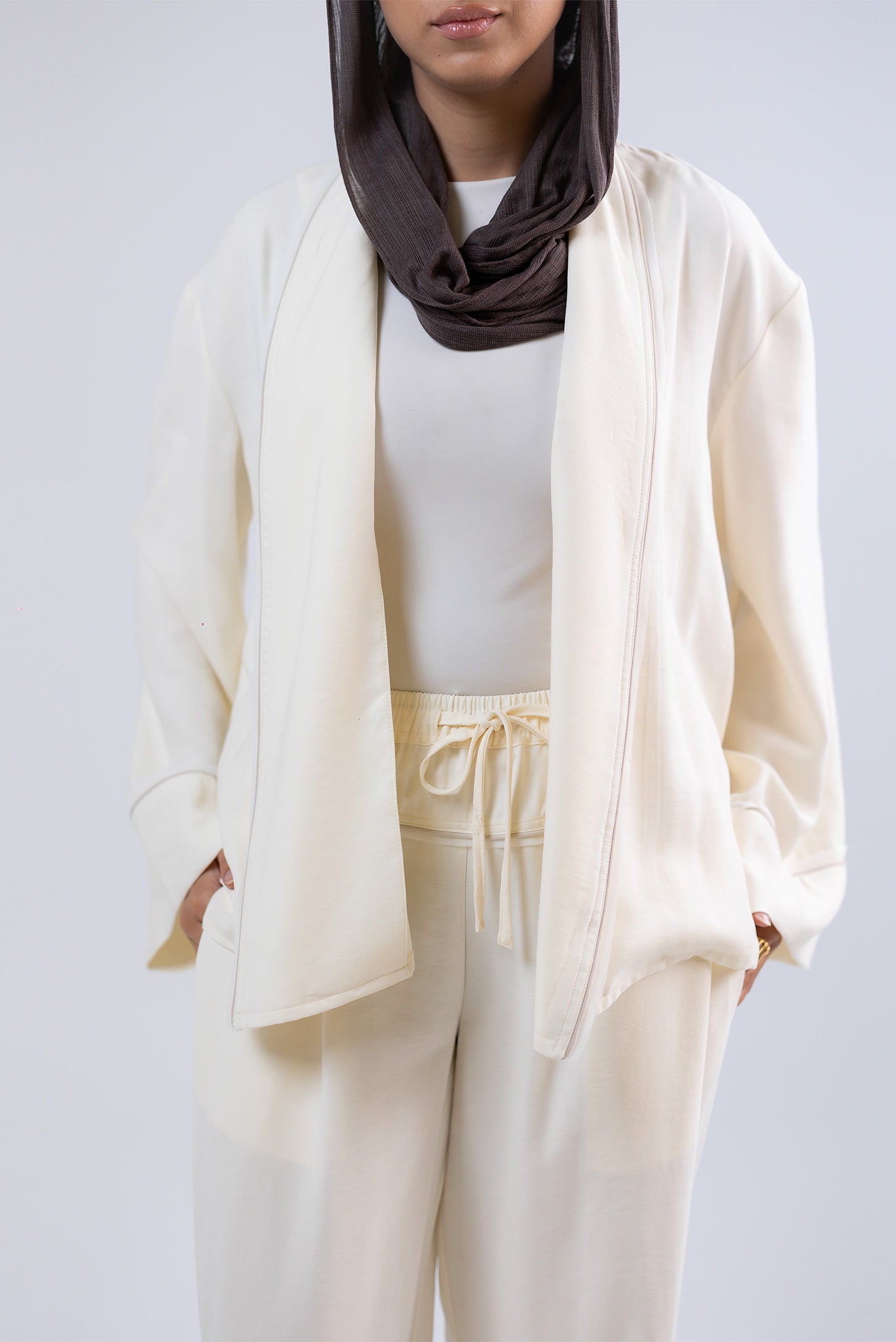 Relaxed Open-Front Draped Shirt