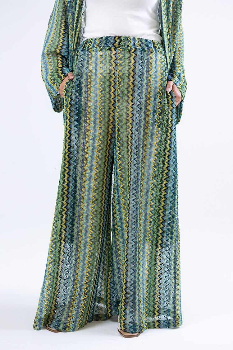 Wide-Leg Patterned Trousers
