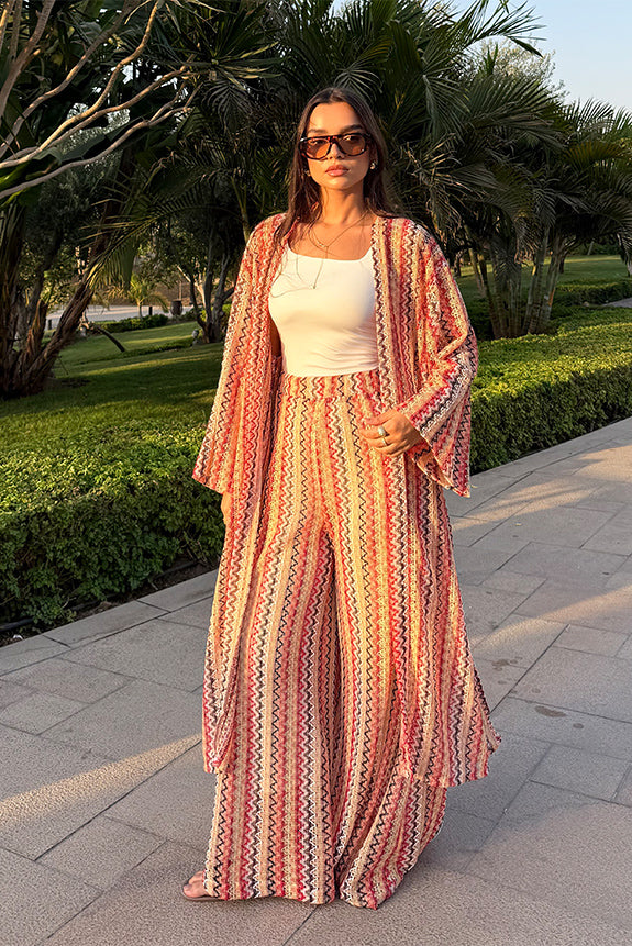 Wide-Leg Patterned Trousers