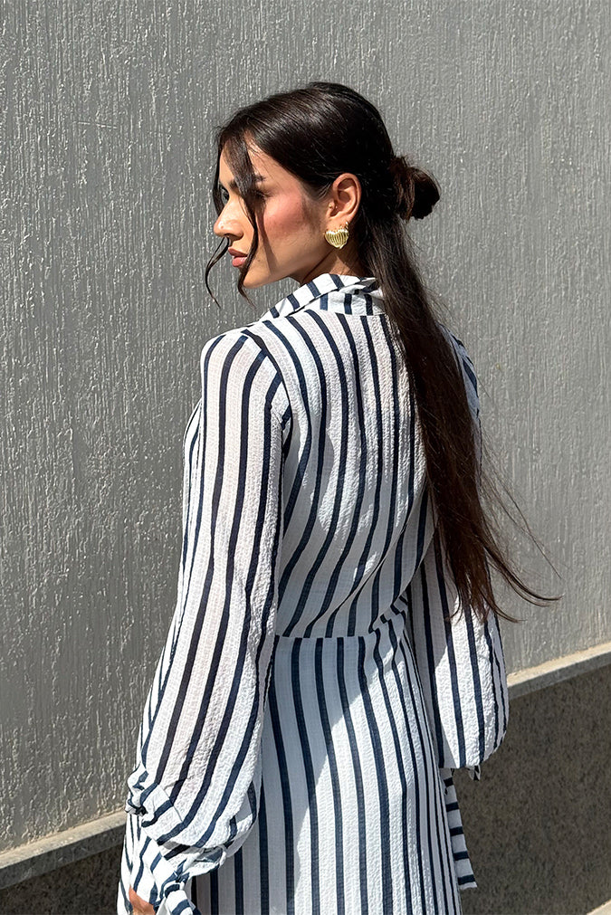 Striped Button-Front Maxi Dress