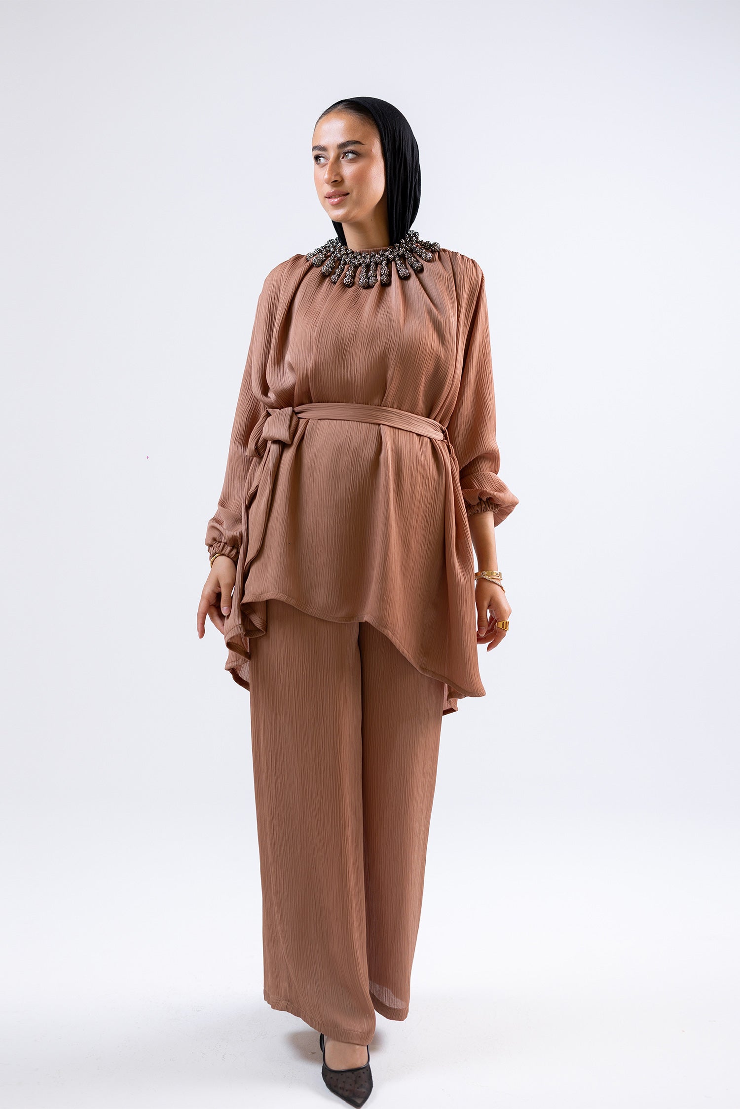 Belted Draped Blouse