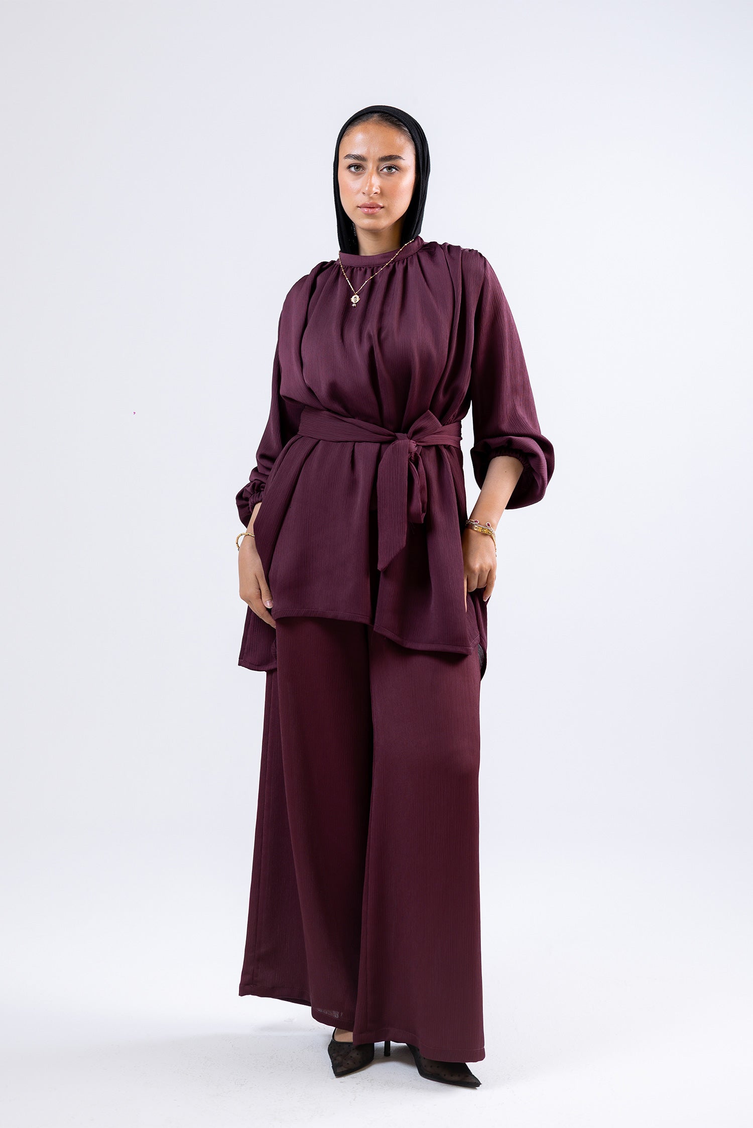 Belted Draped Blouse