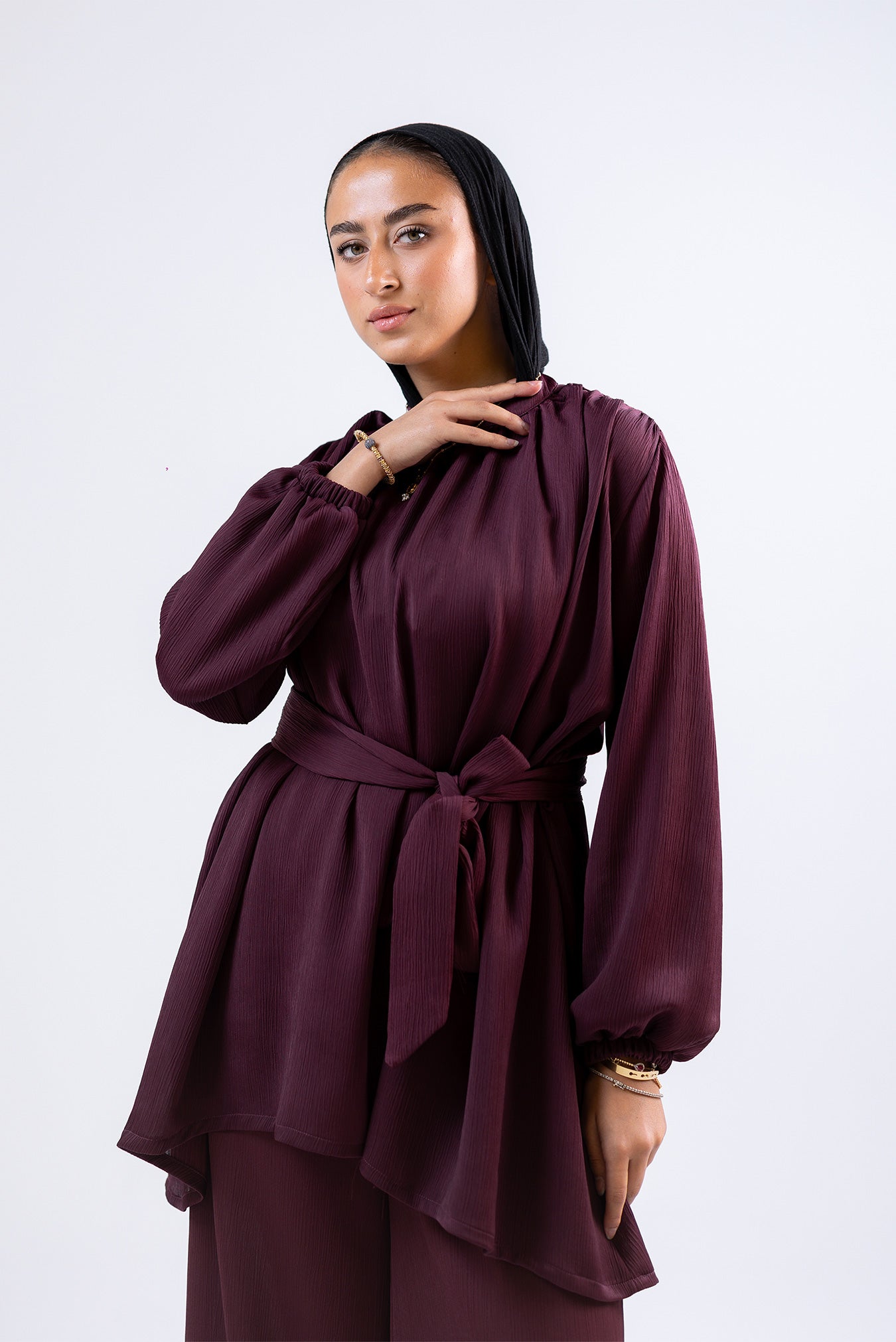 Belted Draped Blouse