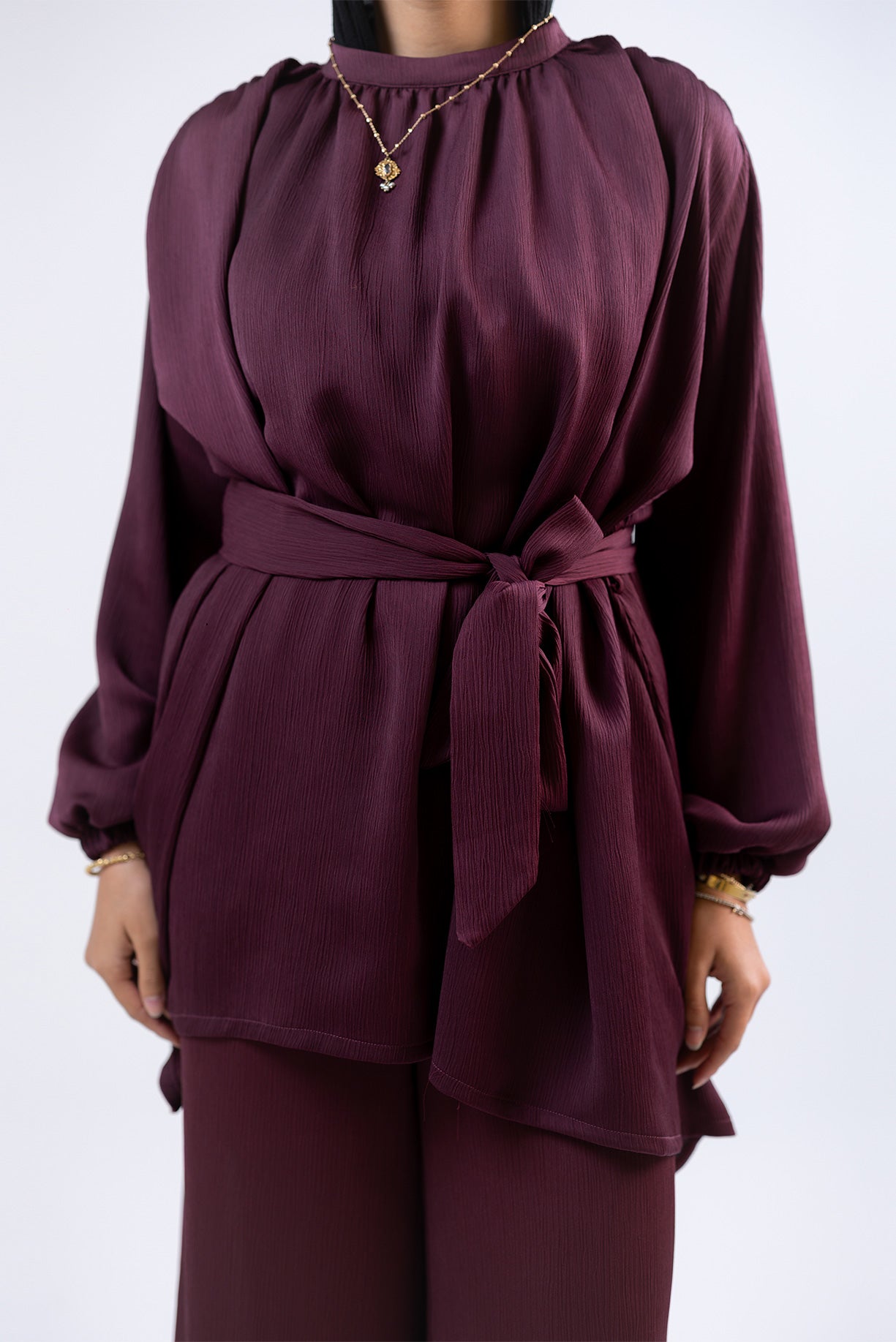 Belted Draped Blouse