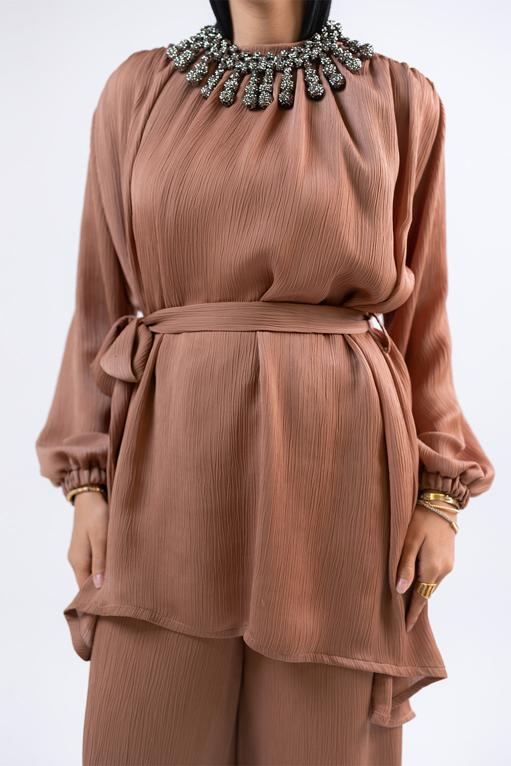 Belted Draped Blouse