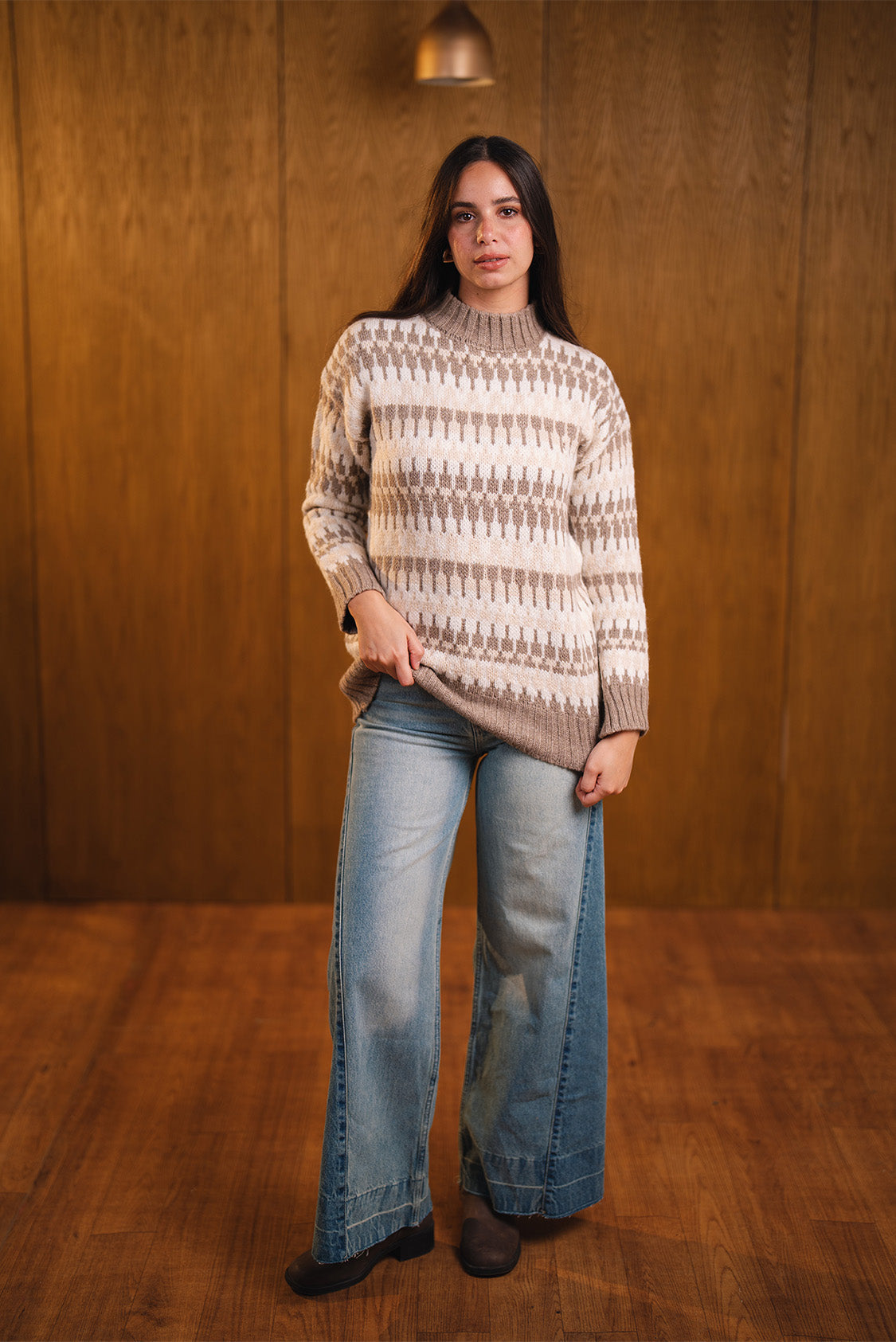 Cozy Patterned Knit Sweater