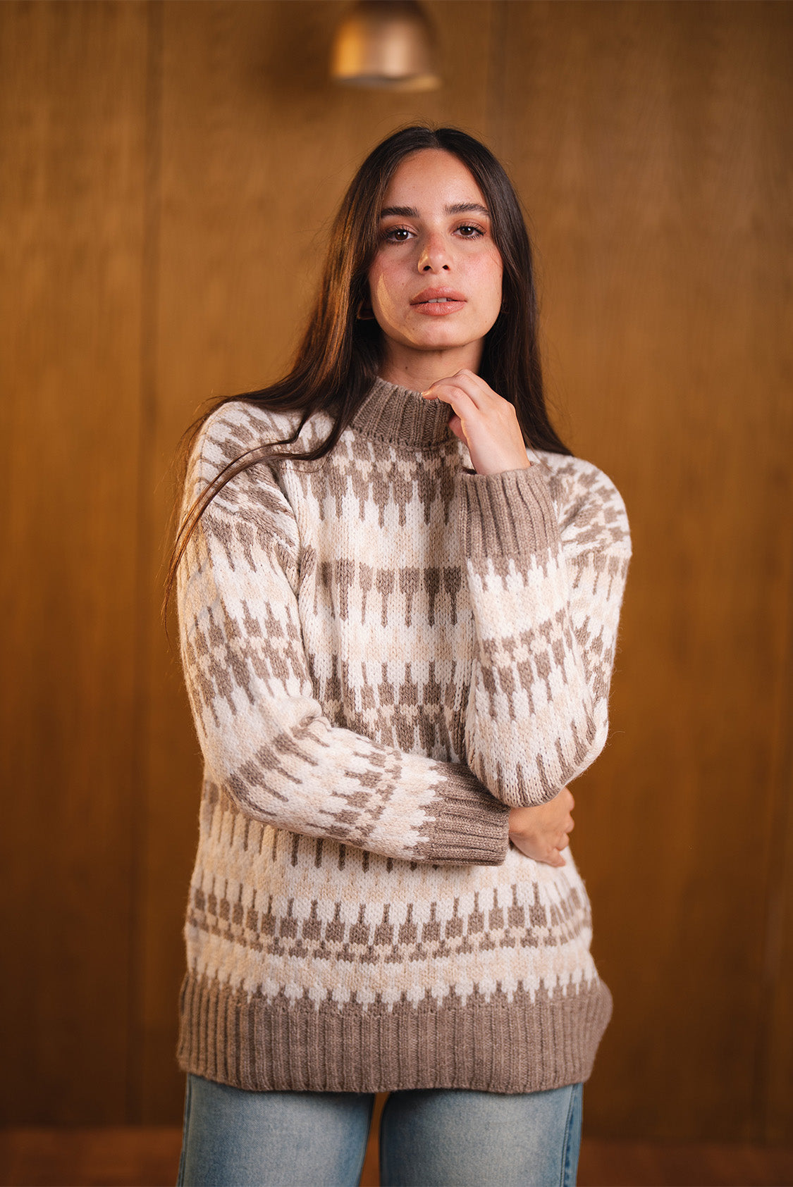 Cozy Patterned Knit Sweater