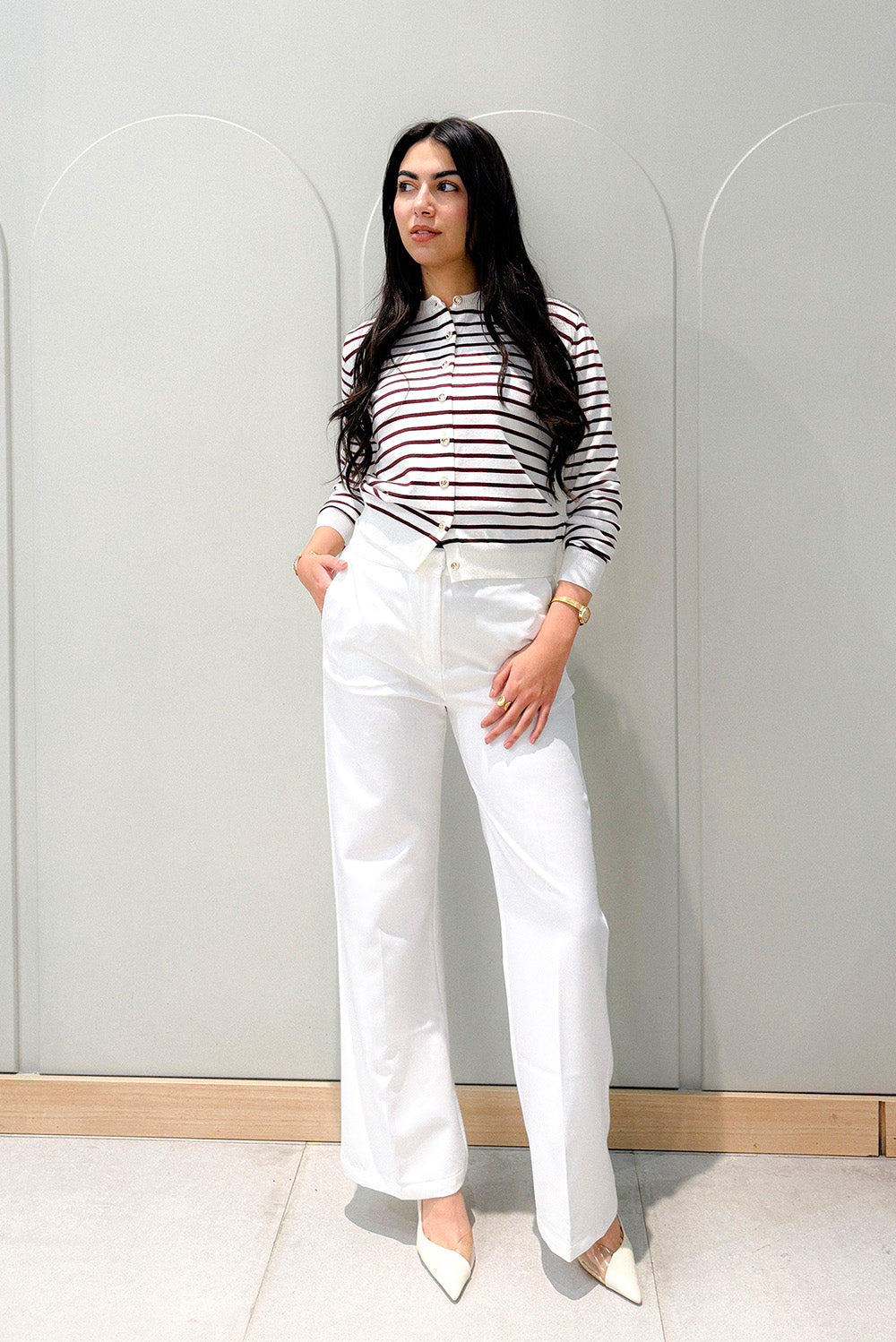 Striped Button-Down Cardigan