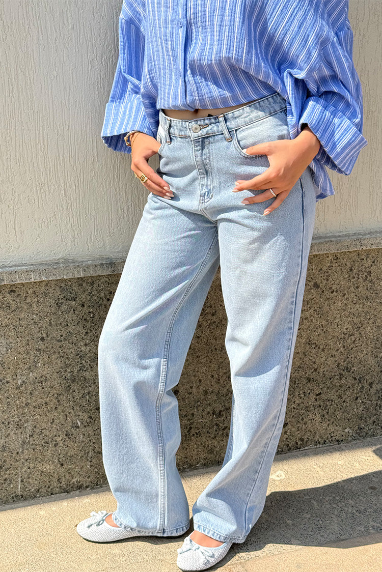 Classic Wide-Leg Denim Pants