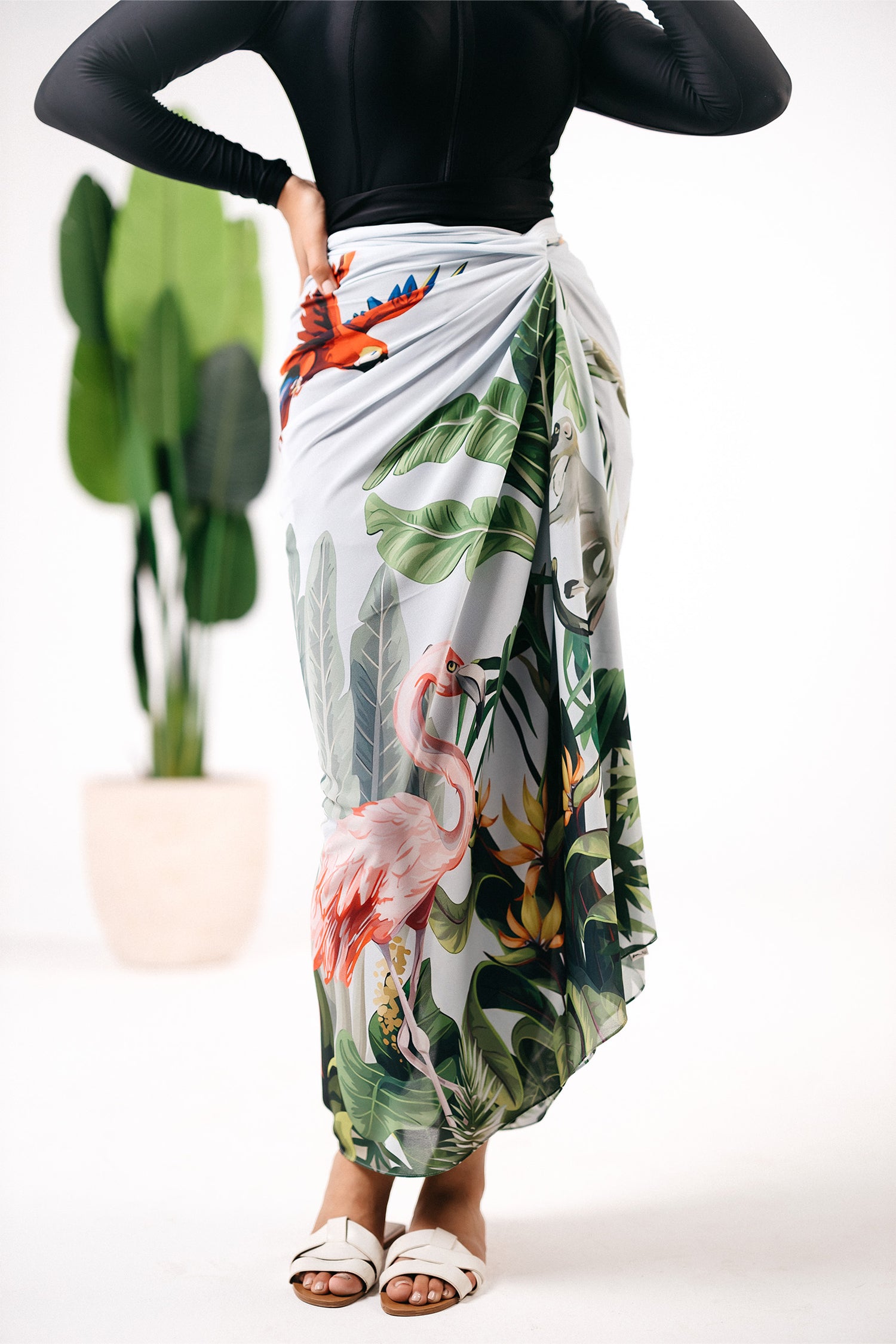 Patterned chiffon cover up