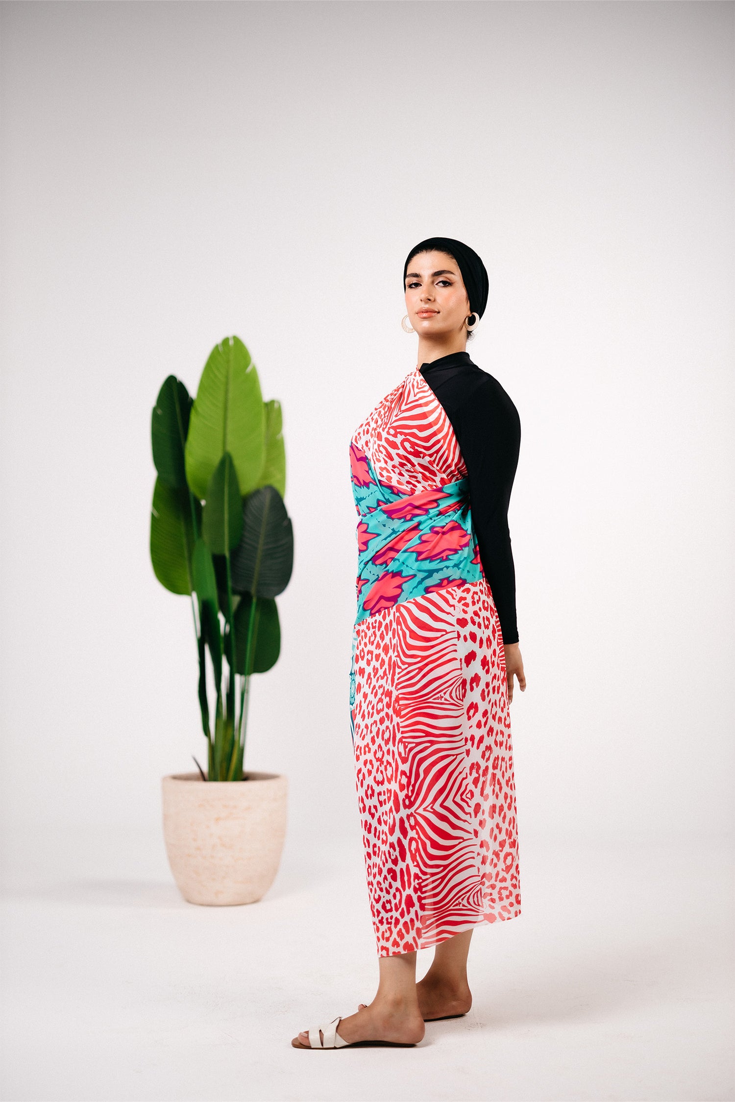 Patterned chiffon cover up