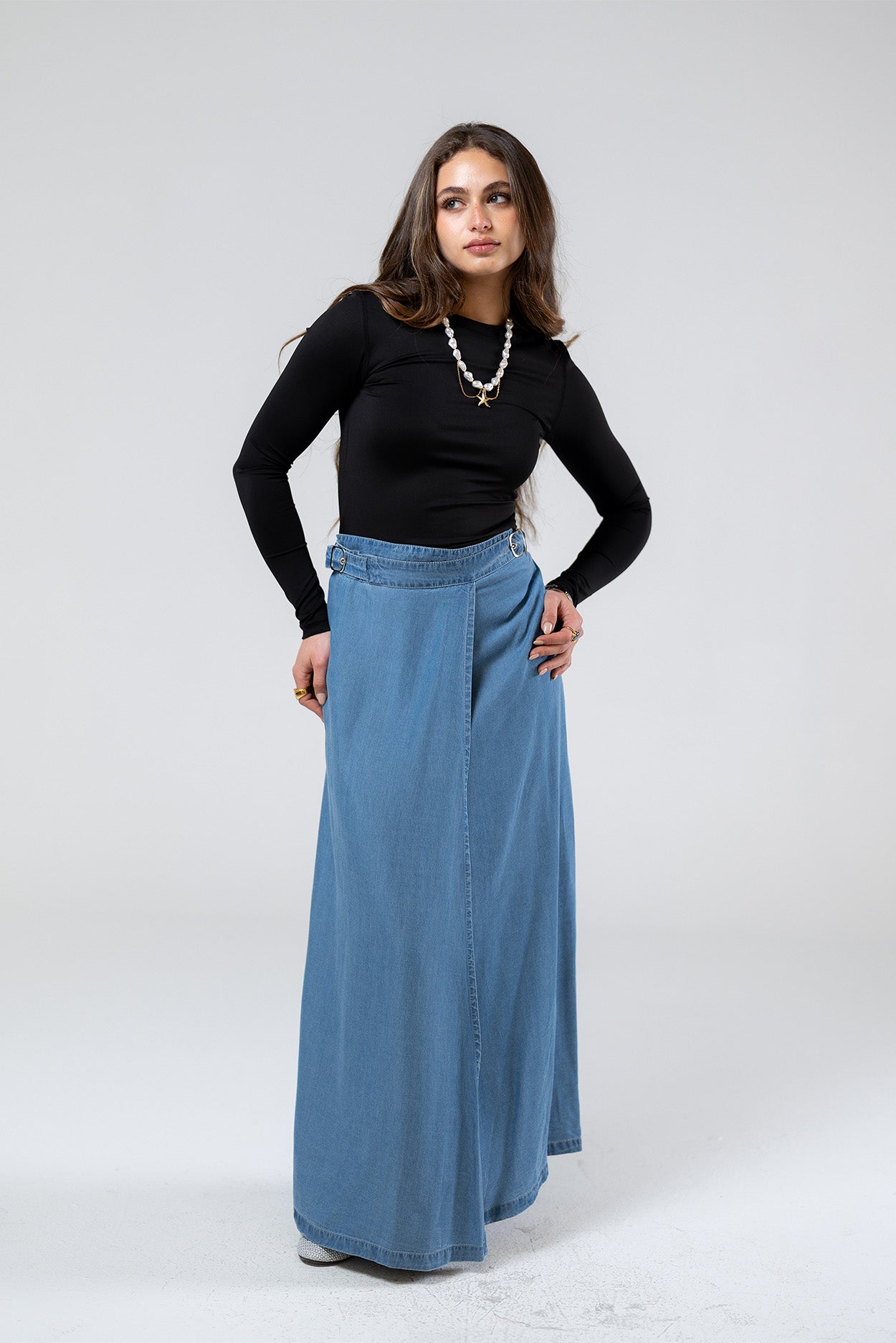 Wrap Denim Skirt