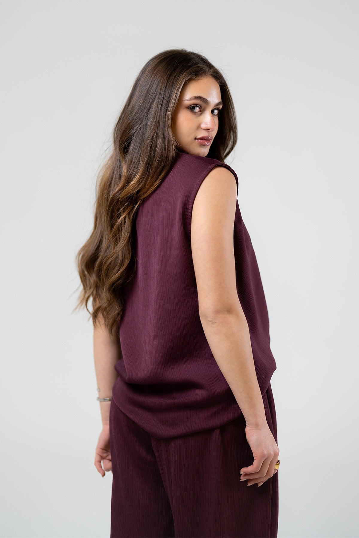 The Sculpted Merlot Blouse